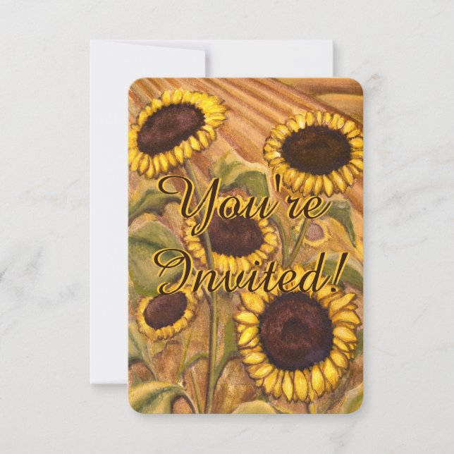 Sunflower Invitation Personalise Flower RSVP Card (Front)