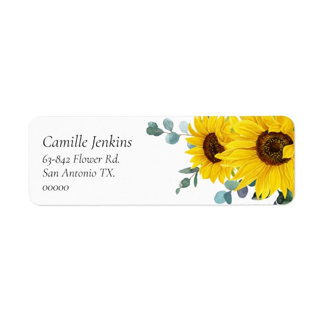 Sunflower Invitation Return Address Label (Front)