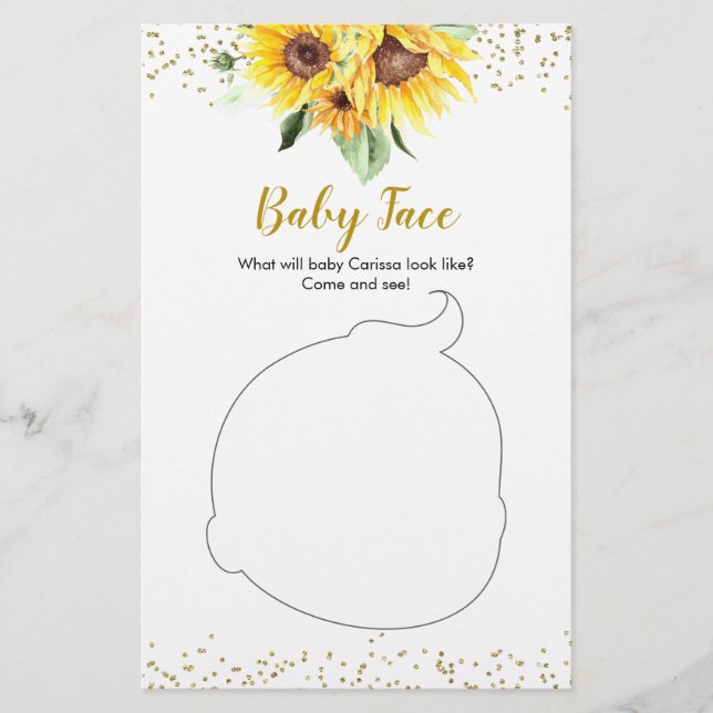 Sunflower is on the way Baby Shower Baby Face (Front)