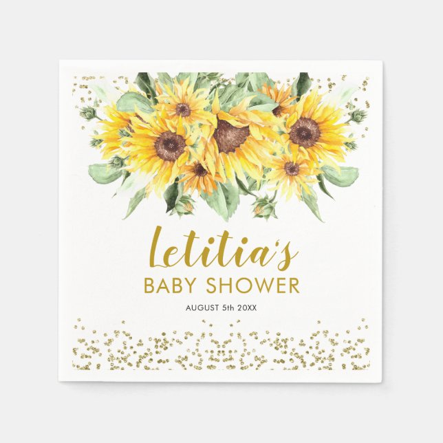 Sunflower is on the way Baby Shower Paper Napkin (Front)