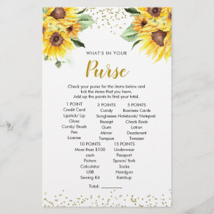 Sunflower Is On The Way Baby Shower Purse Game