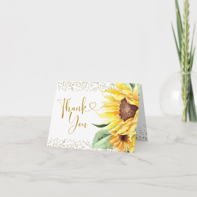 Sunflower is on the way Baby Shower Thank You Card (Front)