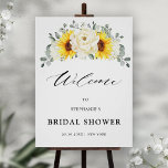 Sunflower Ivory Peony Bridal Shower Welcome Poster<br><div class="desc">Elegant modern floral midsummer bridal shower welcome poster features a bouquet of watercolor sunflower hydrangea & peonies in shades of rich yellow, ivory, with lush green botanical leaves and eucalyptus. Please find more matching designs and variations from my "blissweddingpaperie" store. And feel free to contact me for further customization or...</div>