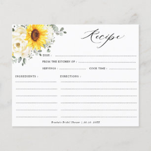 Sunflower Ivory Peony Floral  Bridal Shower Recipe