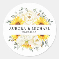 Sunflower Ivory Peony Floral Eucalyptus Wedding   