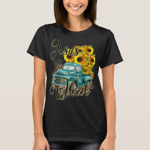Sunflower Jesus Take The Wheel Christian Gift Leop T-Shirt