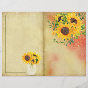 Sunflower Journal Page Scrapbook Paper