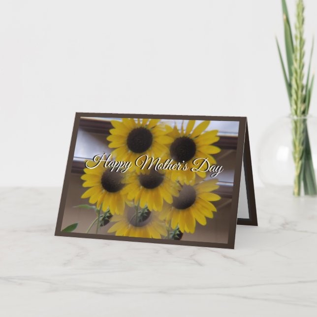 Sunflower Kaleidoscope Brown Mothers Day Card (Front)