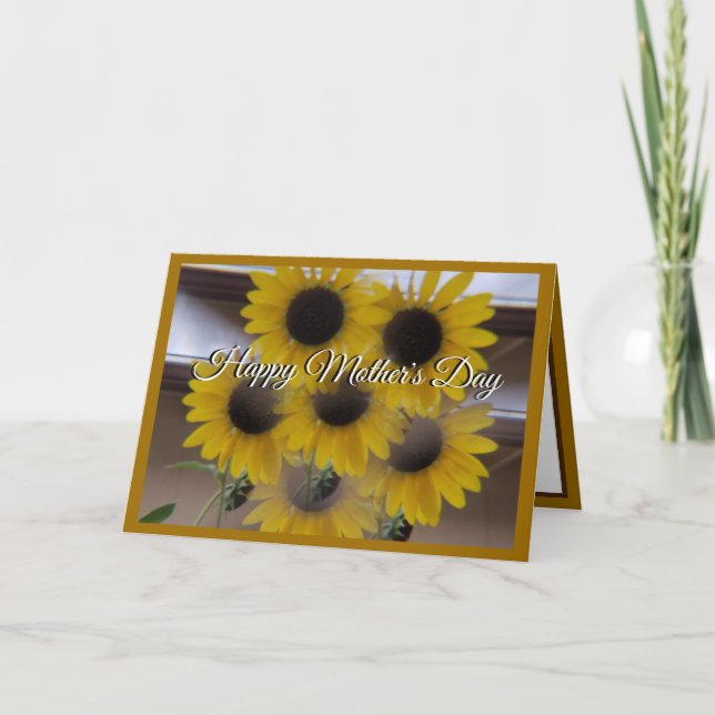 Sunflower Kaleidoscope Golden Mothers Day Card (Front)