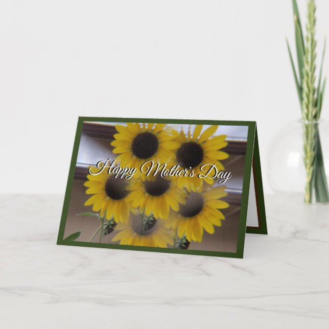Sunflower Kaleidoscope Green Mothers Day Card (Front)