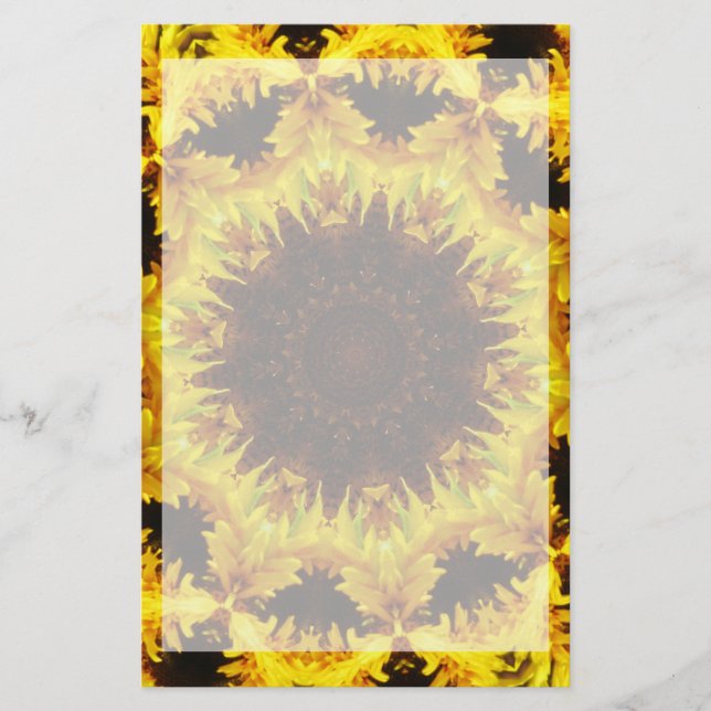 Sunflower Kaleidoscope Stationary Stationery (Front)