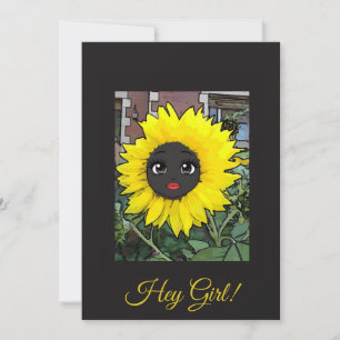Sunflower Kawaii Anime Smile Invitation