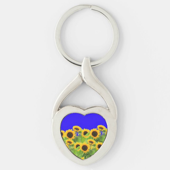 Sunflower Keychain Ukraine Flag Colours - Freedom (Front)