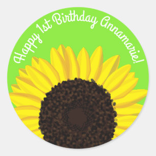 Sunflower Kid's Birthday Summer Cute Flowers Classic Round Sticker