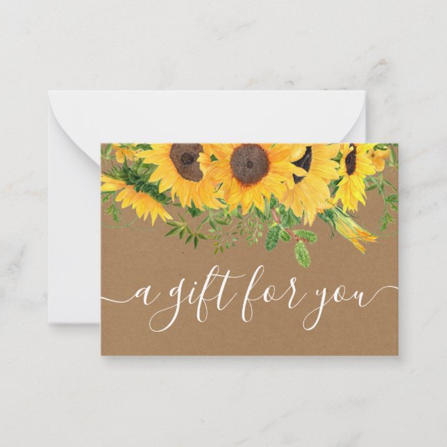 Sunflower Kraft Small Business Gift Certificate Card (Front)