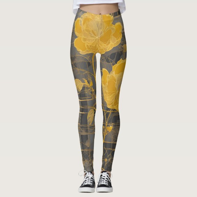 Sunflower Lace AI art  Leggings (Front)
