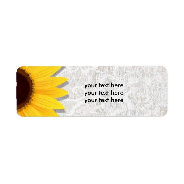 Sunflower Lacy Lace Rustic Country Address Labels (Front)