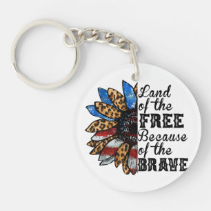 Sunflower Land of the Free Because of the Brave Key Ring