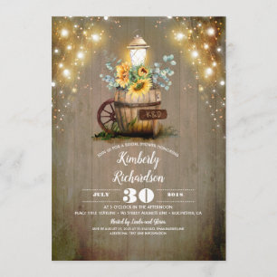 Sunflower Lantern Rustic Floral Fall Bridal Shower Invitation