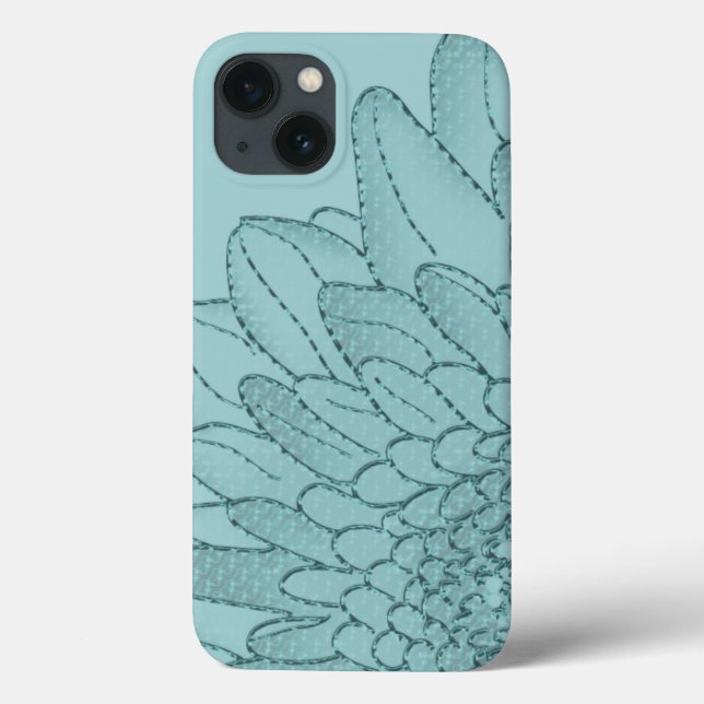 Sunflower Large Teal Graphic Flower Case-Mate iPhone Case (Back)