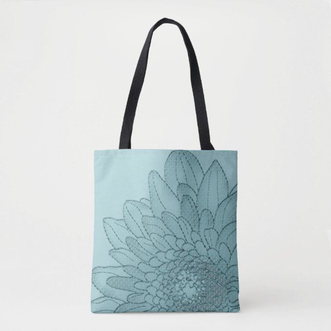 Sunflower - Large Teal Graphic | Tote Bag (Front)