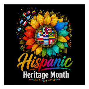 Sunflower Latin Countries Hispanic Heritage Month Poster