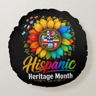 Sunflower Latin Countries Hispanic Heritage Month Round Cushion