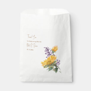 Sunflower & Lavender Gold Text White Wedding Favour Bags
