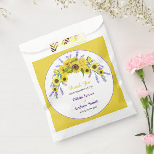 Sunflower & Lavender Vintage Floral Wedding Party Favour Bags