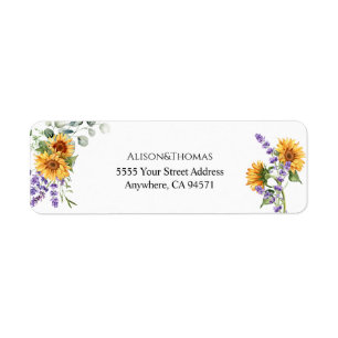 Sunflower Lavender Wedding Return Address