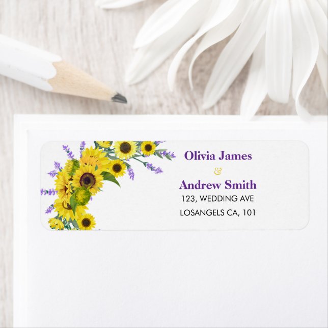 Sunflower & Lavender Wedding Return Address  (Insitu)