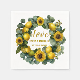 Sunflower Lemon Wreath Love Design Napkin