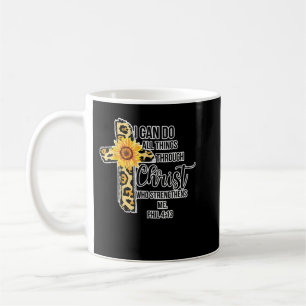 Sunflower Leopard Cheetah Print Cross Jesus Christ Coffee Mug