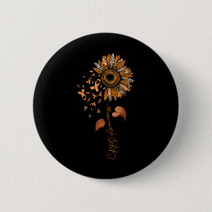 Sunflower Leopard CRPS Awareness Orange Ribbon 6 Cm Round Badge