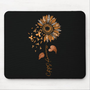 Sunflower Leopard CRPS Awareness Orange Ribbon Mouse Mat