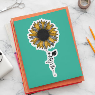 Sunflower leopard Handwritten Name 