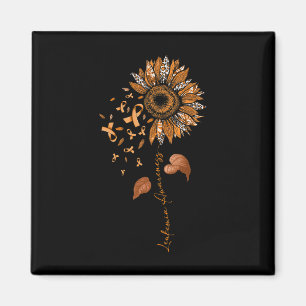 Sunflower Leopard Leukaemia Awareness Orange Ribbo Magnet