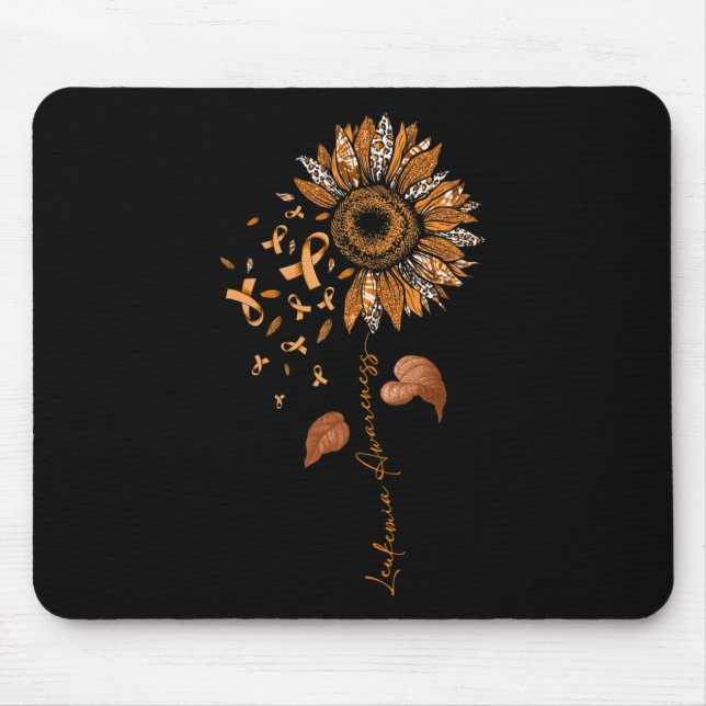 Sunflower Leopard Leukaemia Awareness Orange Ribbo Mouse Mat (Front)