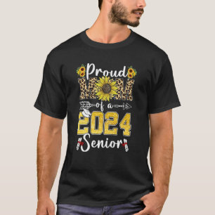 Sunflower Leopard Proud Mom Of a 2024 Senior Gradu T-Shirt