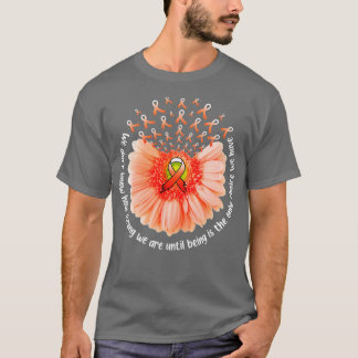 Sunflower Leukaemia MS Awareness Orange Ribbon In T-Shirt