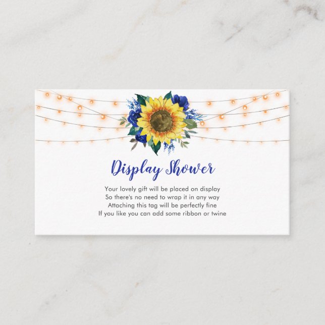 Sunflower Lights Blue Roses Bridal Display Shower Enclosure Card (Front)