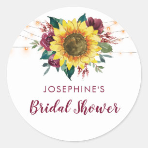 Sunflower Lights Floral Bridal Shower Classic Round Sticker