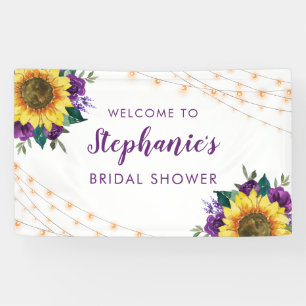 Sunflower Lights Purple Rose Bridal Shower Banner