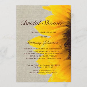 Sunflower Linen Rustic Bridal Shower Invitation