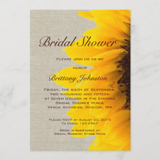 Sunflower Linen Rustic Bridal Shower Invitation