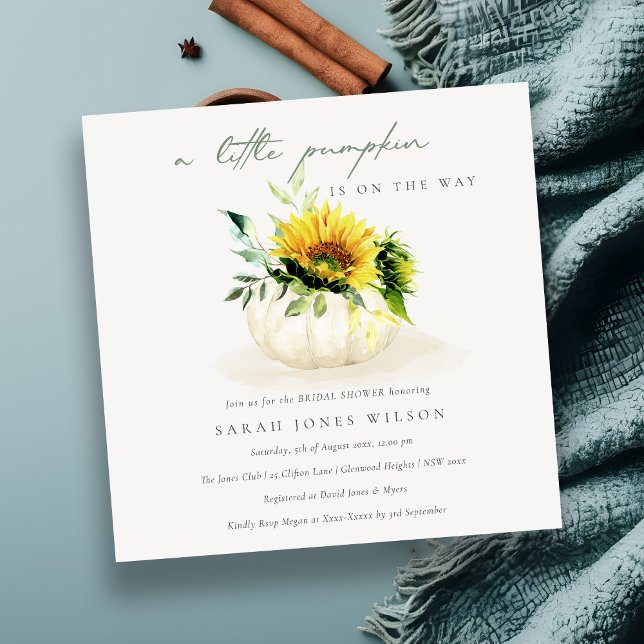 Sunflower Little Floral Pumpkin Baby Shower Invite (Creator Uploaded)