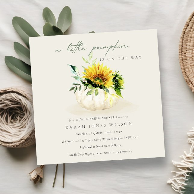 Sunflower Little Floral Pumpkin Baby Shower Invite (Creator Uploaded)