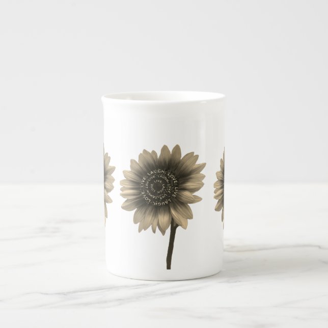 Sunflower Live, Laugh, Love Bone China Mug (Front)