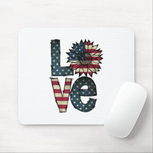 Sunflower Love   American Flag   Stars and Stripes Mouse Mat