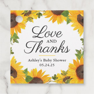 Sunflower Love and Thanks Favour Tag